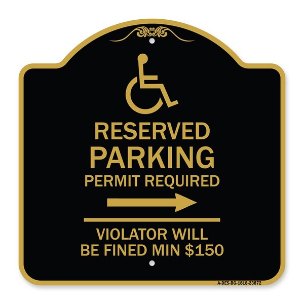 Signmission Modern Isa Connecticut Reserved Parking Permit Required Violators Fin Alum, 18" x 18", BG-1818-23872 A-DES-BG-1818-23872 - main
